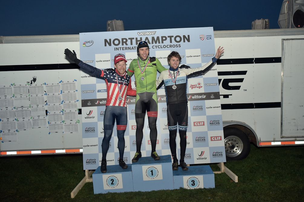 The men's podium on day 1 in Northampton