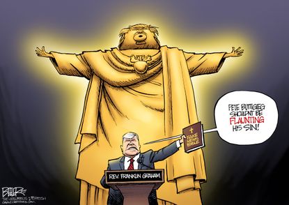Political Cartoon U.S. Trump Franklin Graham Pete Buttigieg