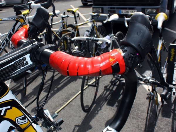 Thick gel padding under the bar tape will protect Cavendish's hands on the rough cobbles.
