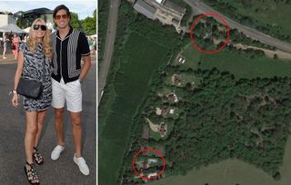 An image of Vernon Kay, Tess Daly and Google Earth image of the two homes