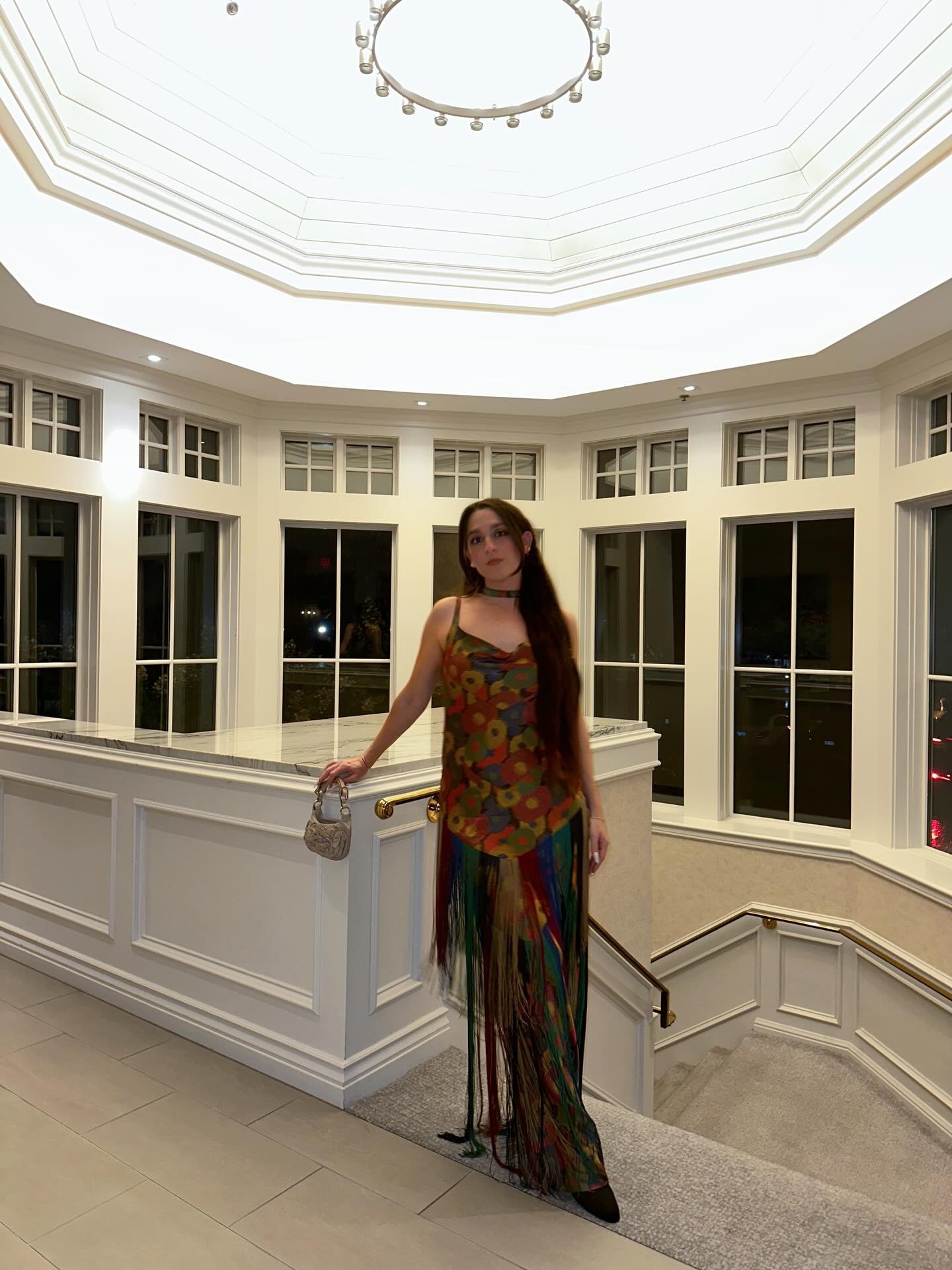 Tara wearing a Bode fringe dress