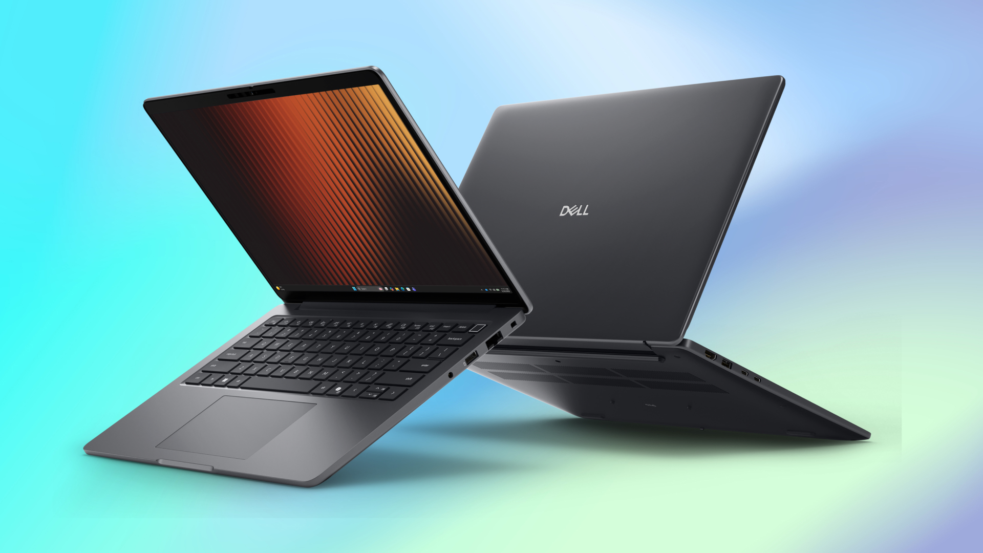 Dell Pro laptop shown from the front and back at an angle