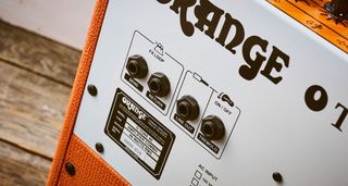 Orange O Tone 40: the new solid-state combo from the iconic British amp brand has the classic orange vinyl, wheat-coloured basketweave grille clothe and orange and white control panel with black dials.