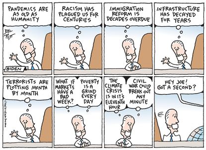 Political Cartoon U.S. biden challenges