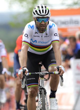 Alejandro Valverde (Movistar) lacked his usual spark on the Mur de Huy.