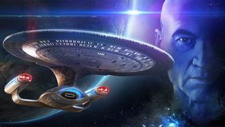 Captain Jean-Luc Picard beams into the mobile game Star Trek Fleet Command for Captain Picard Day in June 2021.