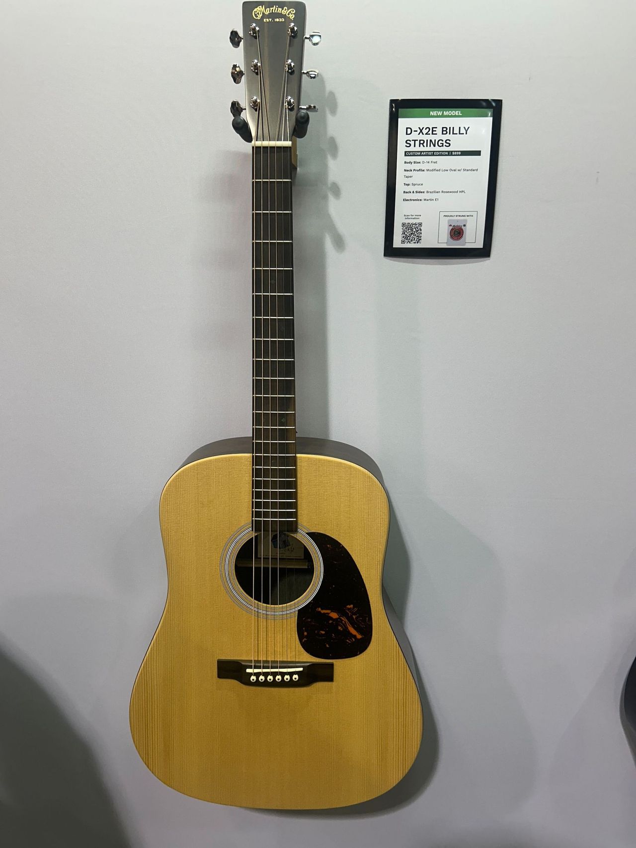 Two new Martin Billy Strings signature acoustic guitars, pictured at the 2025 NAMM show in Anaheim, California