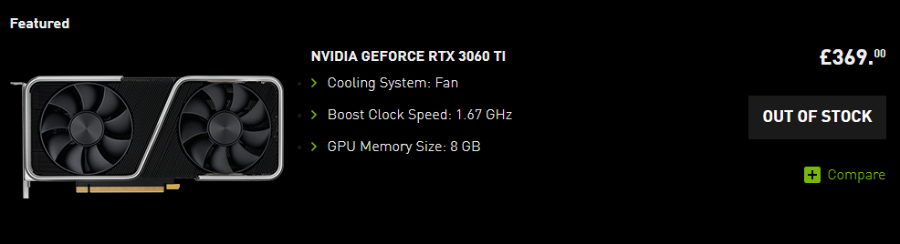 Nvidia store UK status RTX 3060 Ti