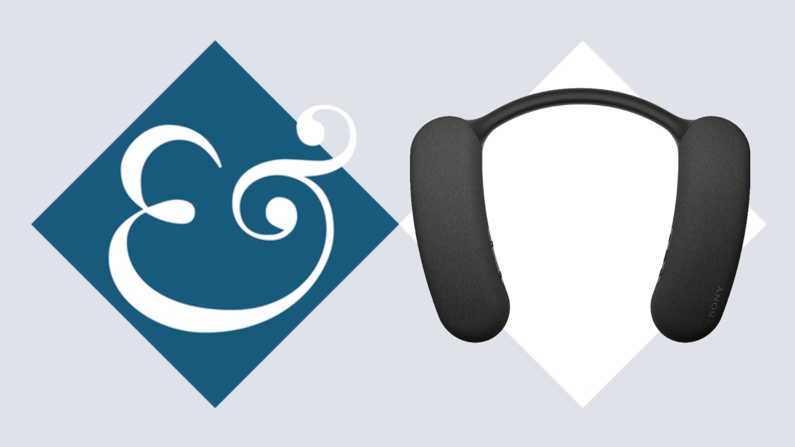 Sony BRAVIA Theater U wearable TV speaker on tile backgroud next to Homes &amp; Gardens '&amp;' logo.