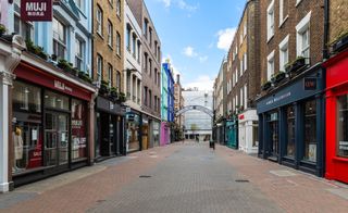 The shops of Carnaby Street, London, empty