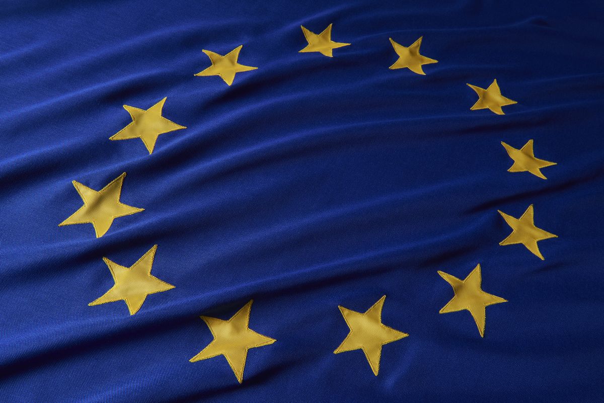 Close up shot of the flag of the European Union