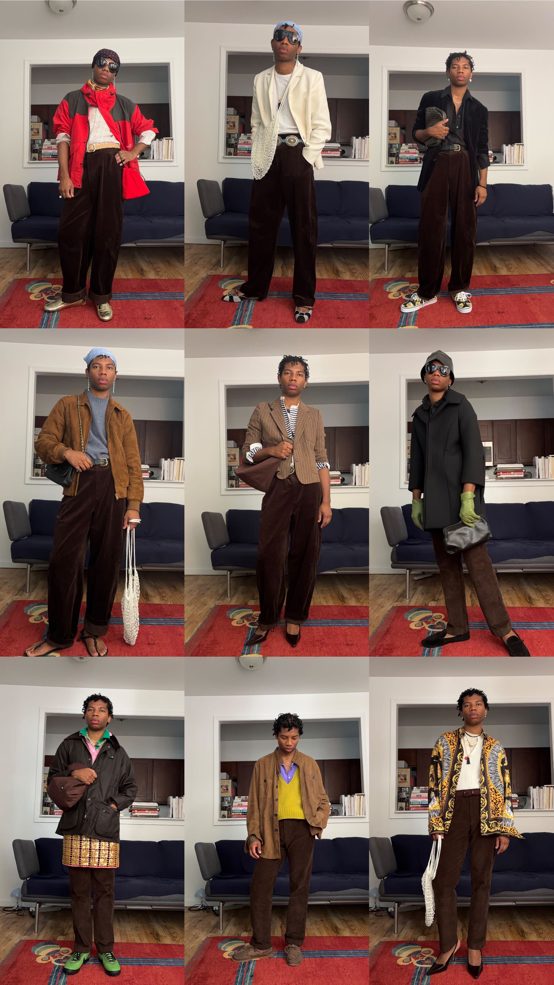 Jalil Johnson styling corduroy pants.