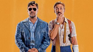 A promo shot for the movie The Nice Guys with Russell Crowe and Ryan Gosling.