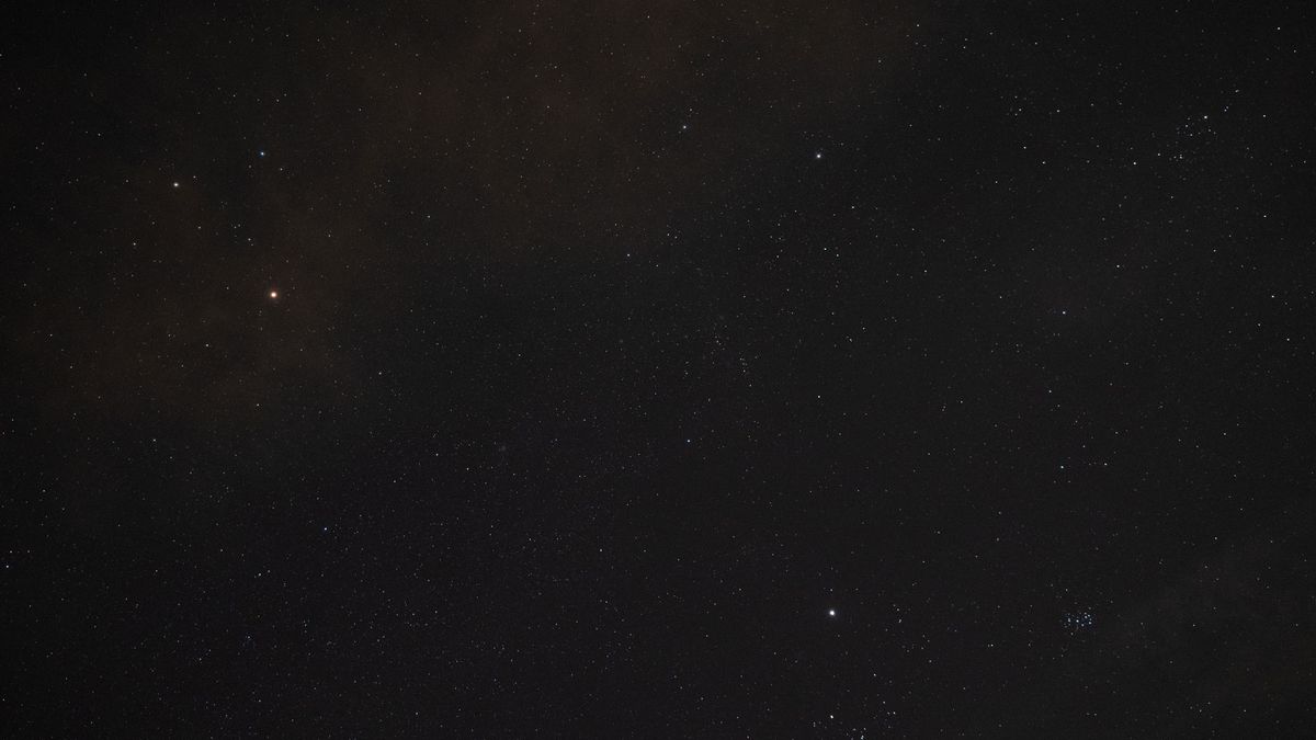 The Mars Triangle, Jupiter, Capella and the Pleiades star cluster