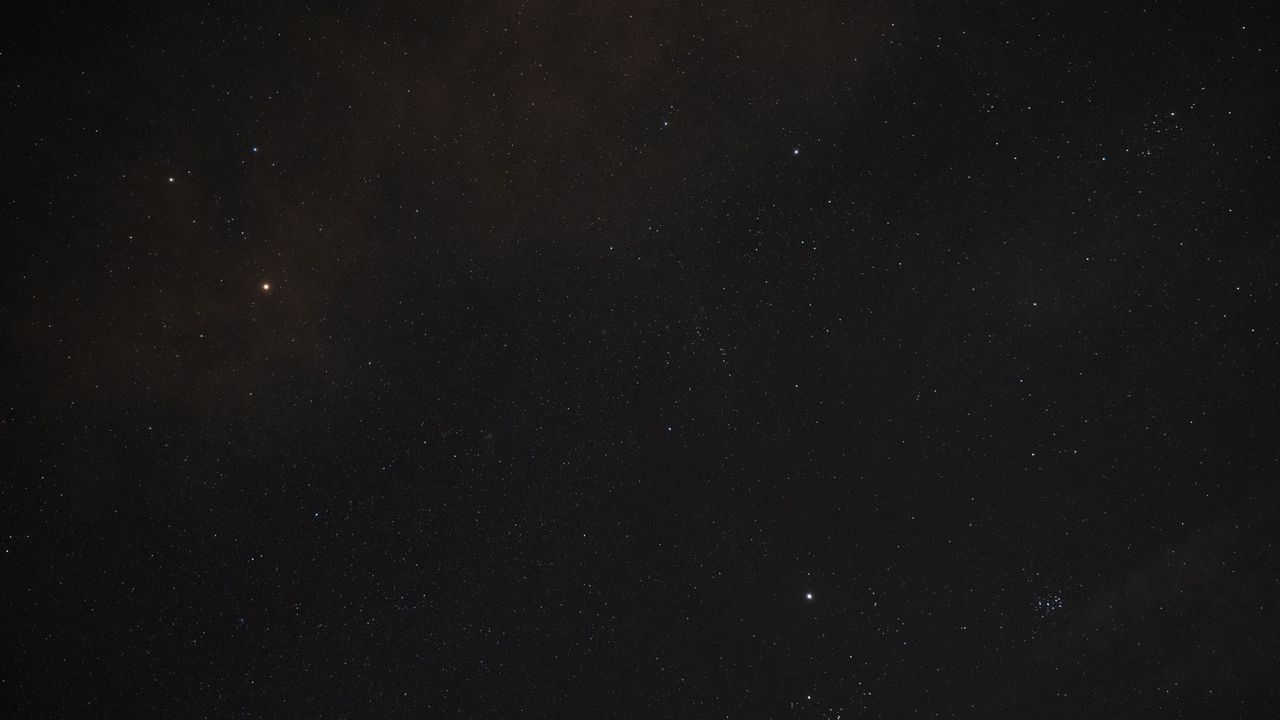 The Mars Triangle, Jupiter, Capella and the Pleiades star cluster