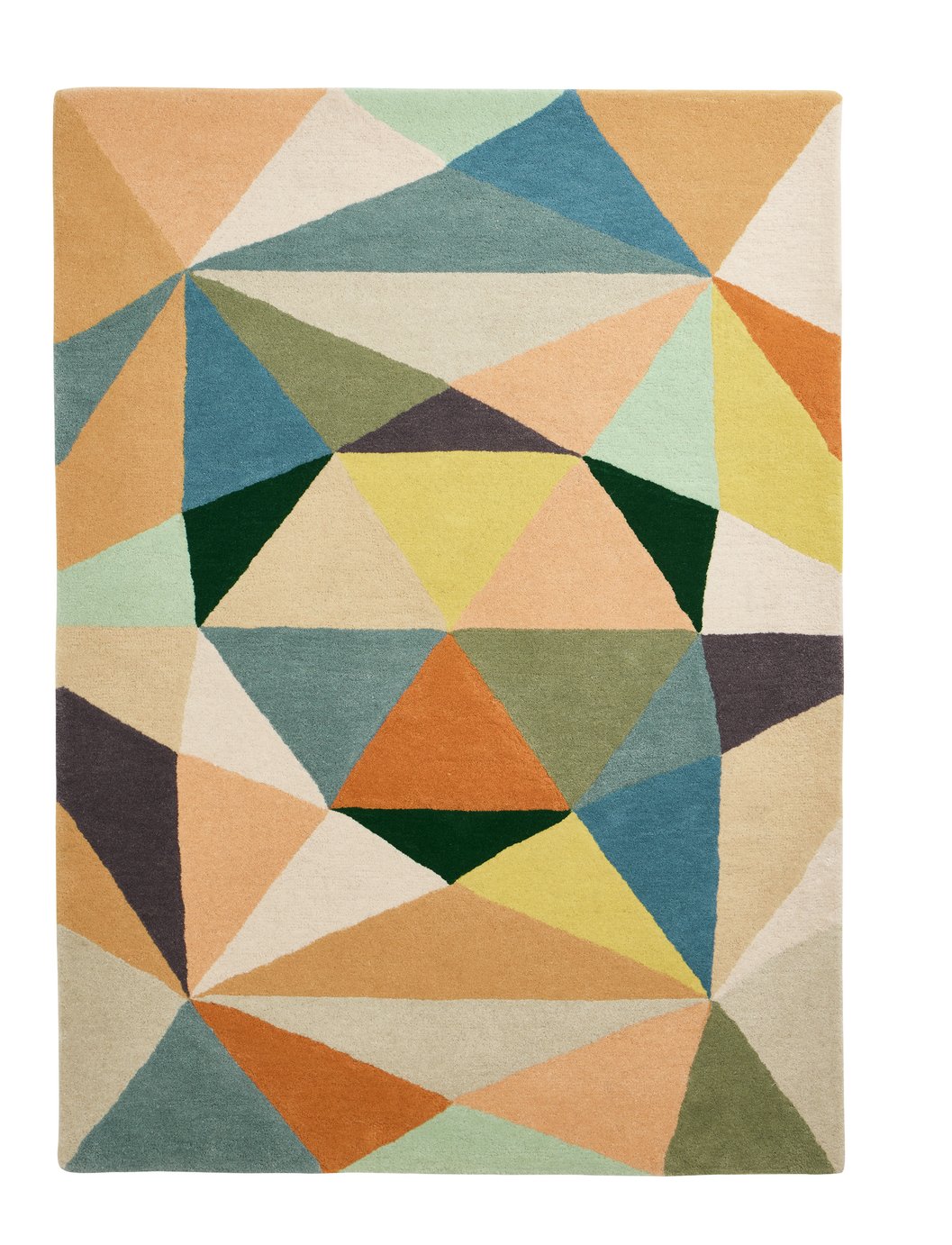 Habitat Geometric Patch Wool Cut Pile Rug - 120x170cm