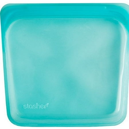 Stasher Premium Silicone Reusable Food Storage Sandwich Bag, Clear, 28oz, Dishwasher Safe, Leak Free