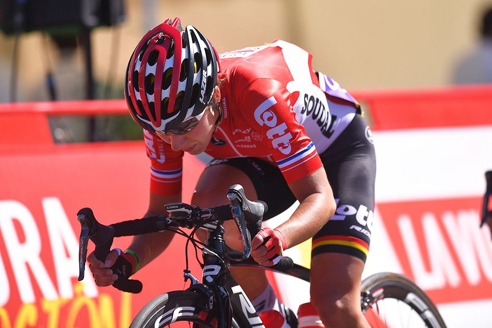 Elise Delzenne on the attack at La Madrid Challenge