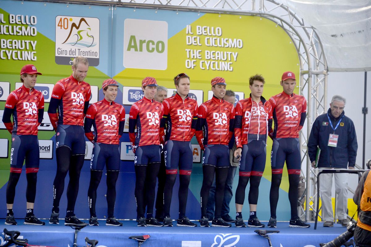 The Drapac team on the podium