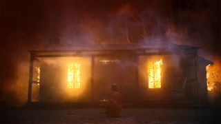 Burning cabin in Evil Dead