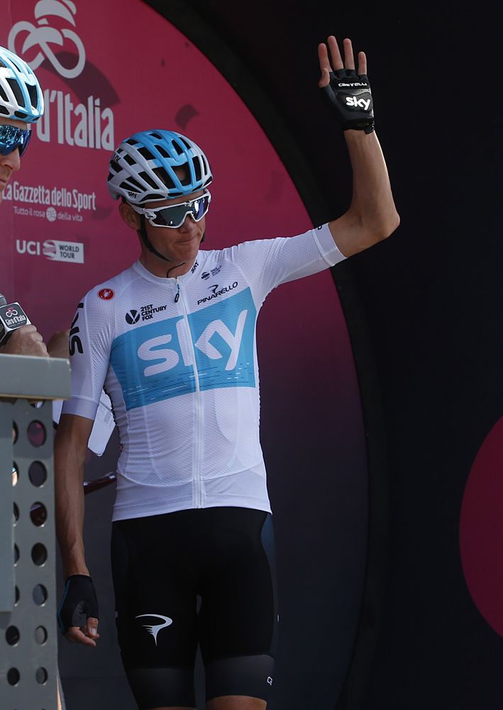Chris Froome at the start of stage 2 Giro d'Italia 2018