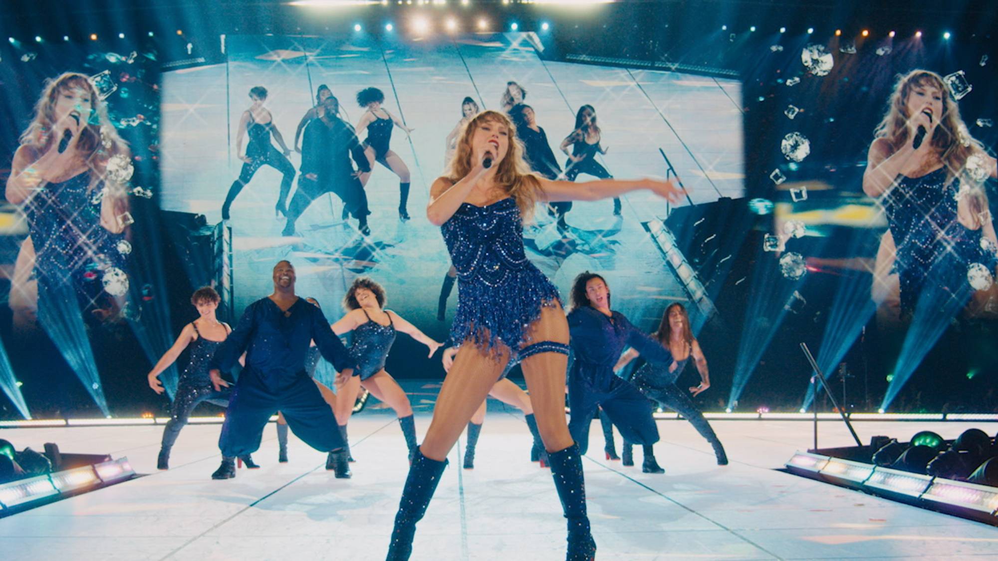 Taylor Swift on stage performing during The Eras Tour