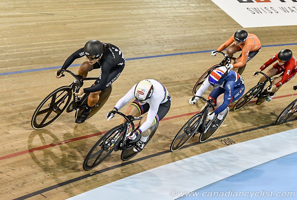 Women's Keirin - Natasha Hansen (New Zealand), Kristina Vogel (Germany), Katy Marchant (Great Britain)