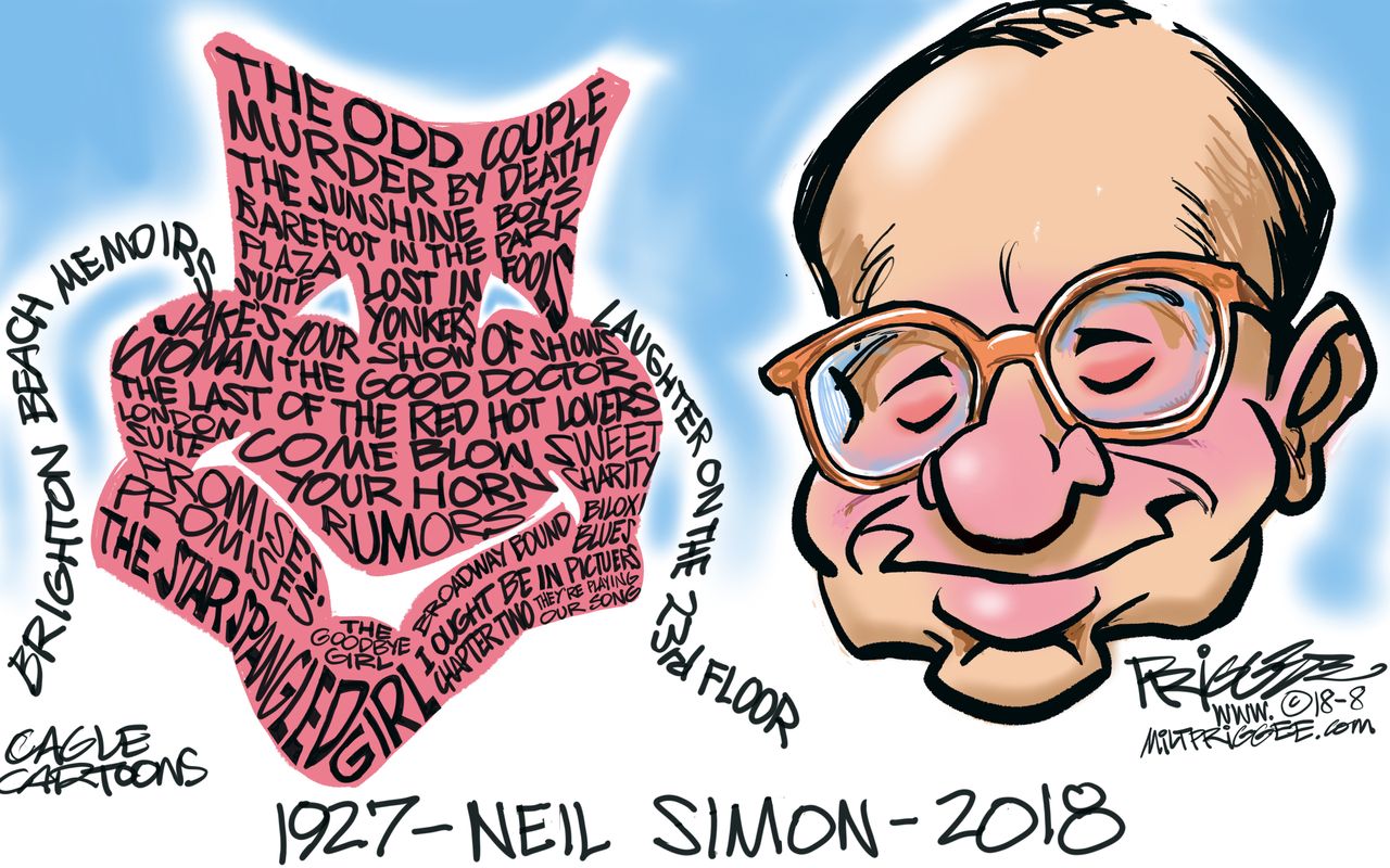 Editorial cartoon U.S. Neil Simon death playwright tribute