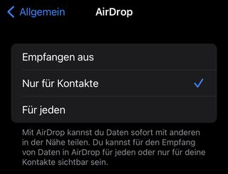 AirDrop settings