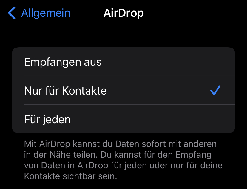AirDrop settings