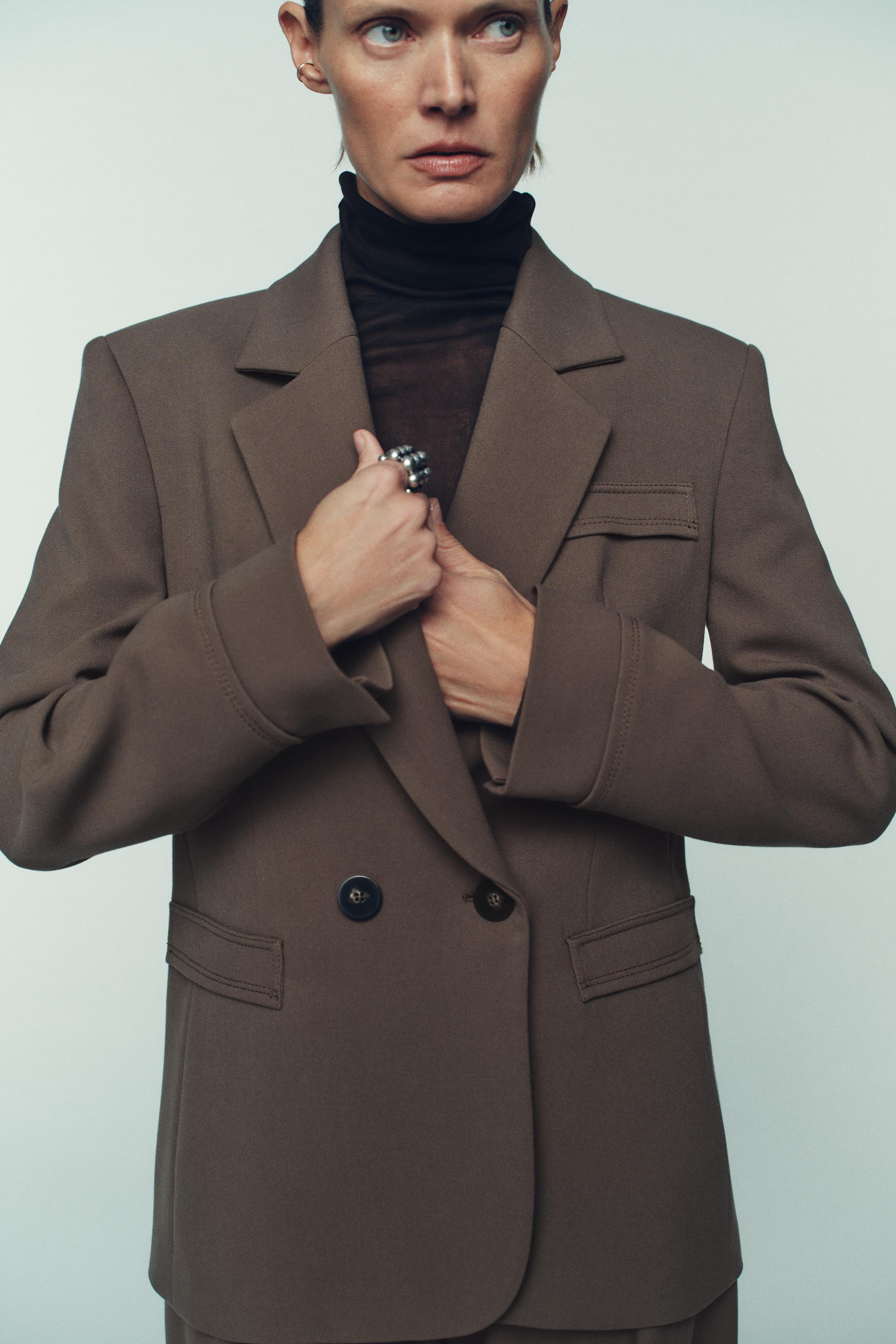 Double-Breasted Blazer With Shoulder Pads