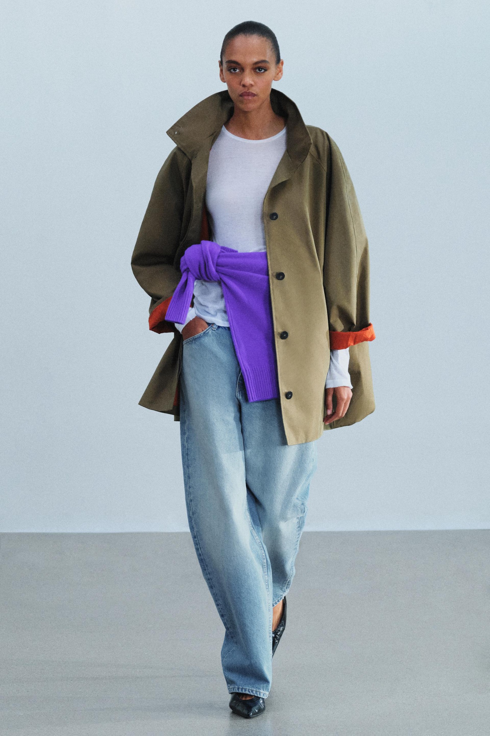Zw Collection Water-Repellent Balloon Jacket - Khaki - Xs