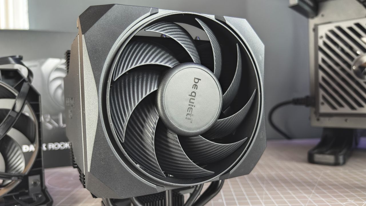 Be Quiet's latest air coolers on a box with black fans.