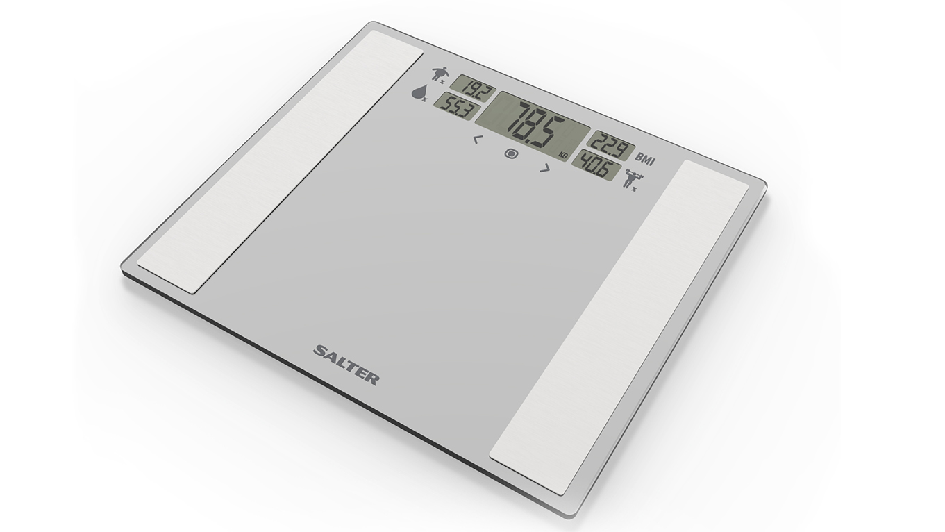 Salter Ultra Slim Glass Body Fat Analyser Digtal Bathroom Scales 9141 WH3R 