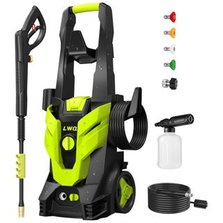 A green and black power washer