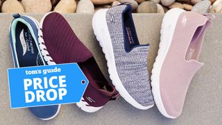 a photo of different Skechers slip in shoes