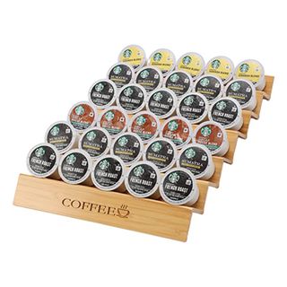 Bamboo coffee pod organizer for drawer or counter