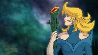 Cropped Vampire Crawlers launch trailer shows art of a female character with blonde hair.