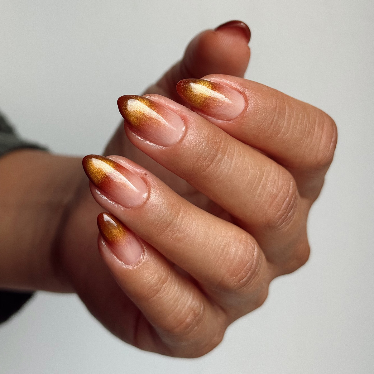 A toasted caramel manicure by Queenie Nguyen