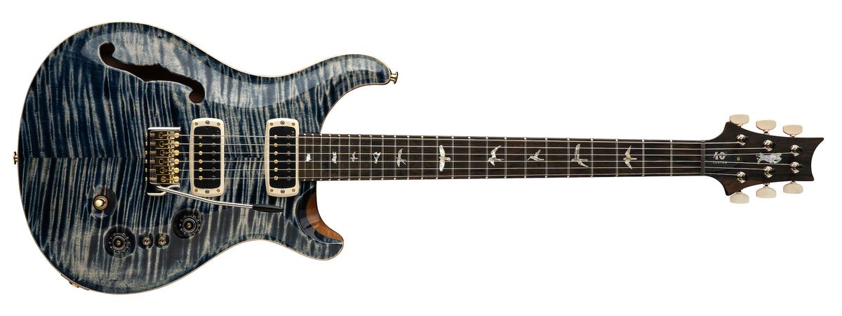 PRS's new 40th Anniversary Custom 24-08 Semi-Hollow Limited Edition guitar, shown in all four available finishes