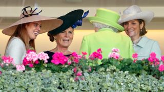 Sarah Ferguson laughs with the Queen at Royal Ascot in 2018
