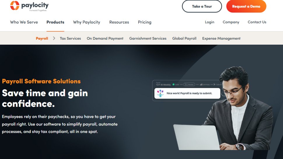 Website screenshot of Paylocity (March, 2026)