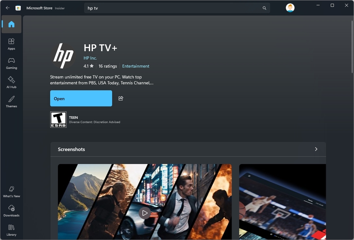 Microsoft Store HP TV+ download