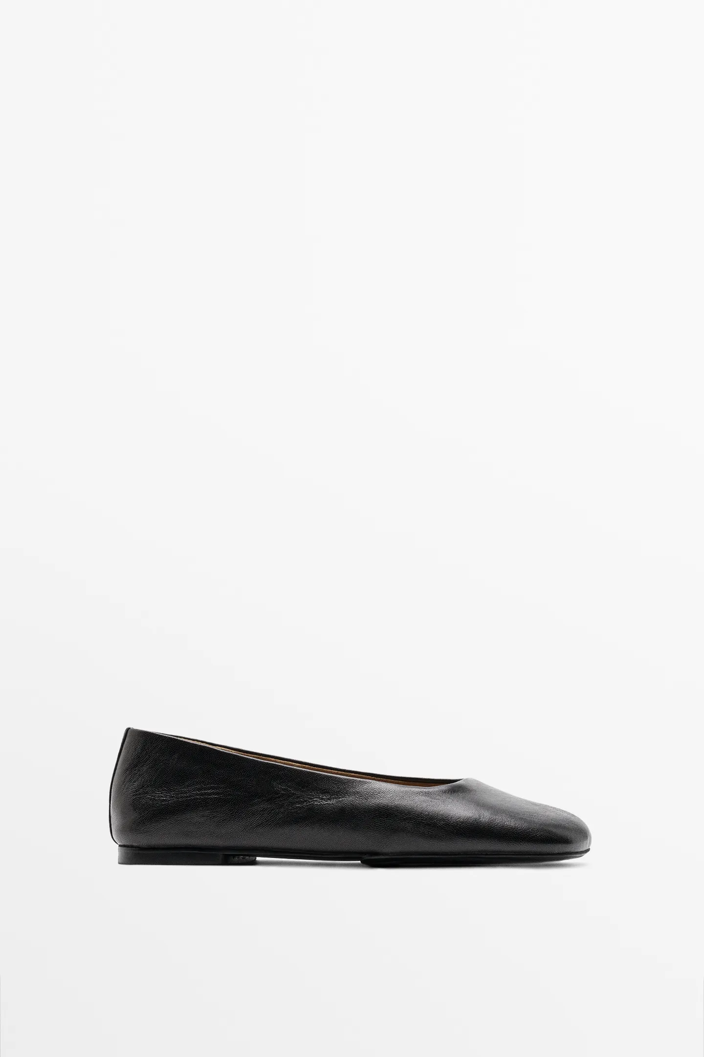 Massimo Dutti, Square Toe Leather Ballet Flats