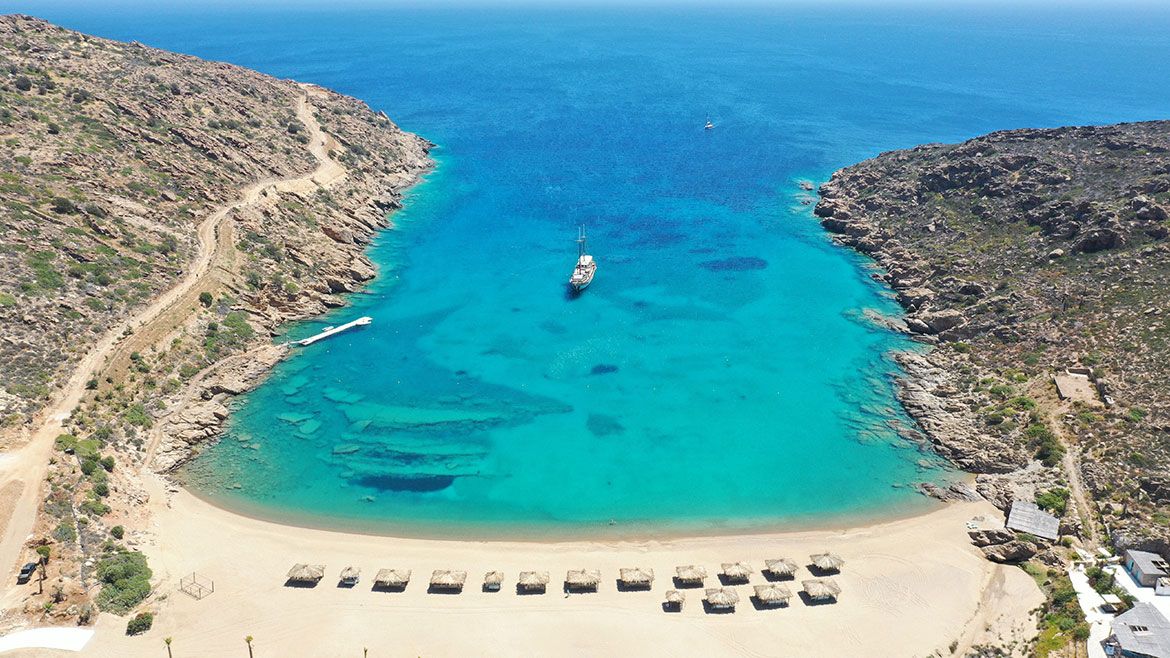 Aerial view of the bay at Calilo