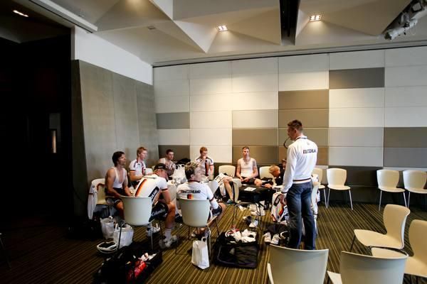 The German team get ready for the big day.