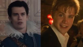 Split Image: Nicholas Galitzine as George in Mary & George and Leo Woodall as Dexter in One Day