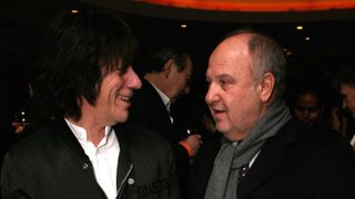 Jeff Beck (L) and music promoter Harvey Goldsmith arrive for the world premiere screening of The Pavarotti Tribute: One Amazing Weekend in Petra, at the Vue Cinema, Leicester Square December 1, 2008 in London, England.