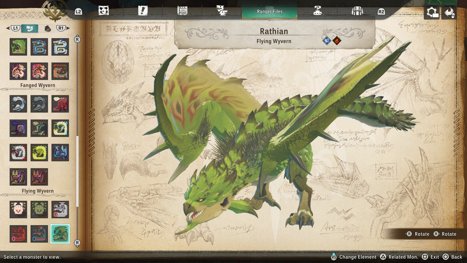 Rathian, a flying wyvern