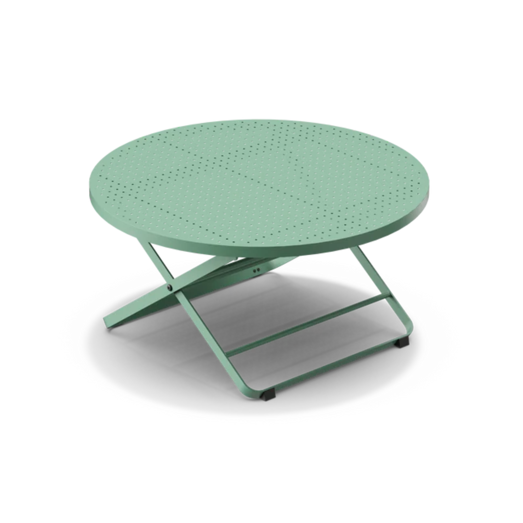 a green folding outdoor coffee table